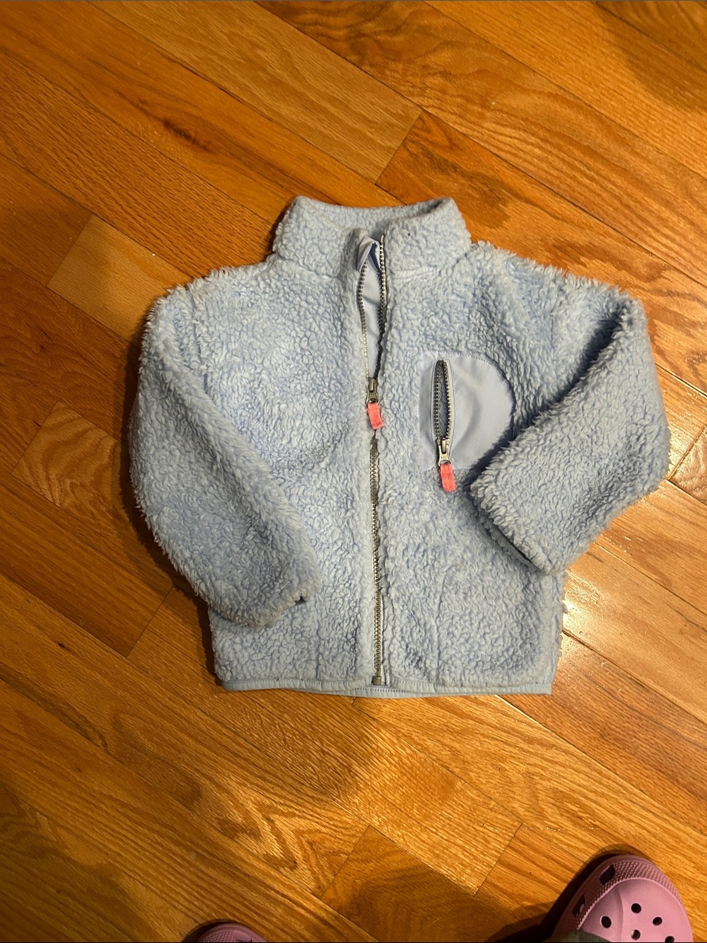 Carter's Light Blue Sherpa Puffer Jacket with Zipper Chest Pocket